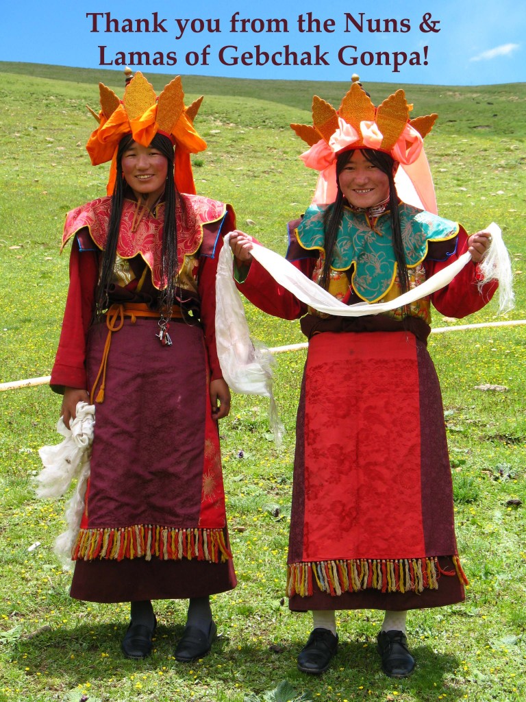 Thank You from the Nuns & Lamas of Gebchak Gonpa 2015.